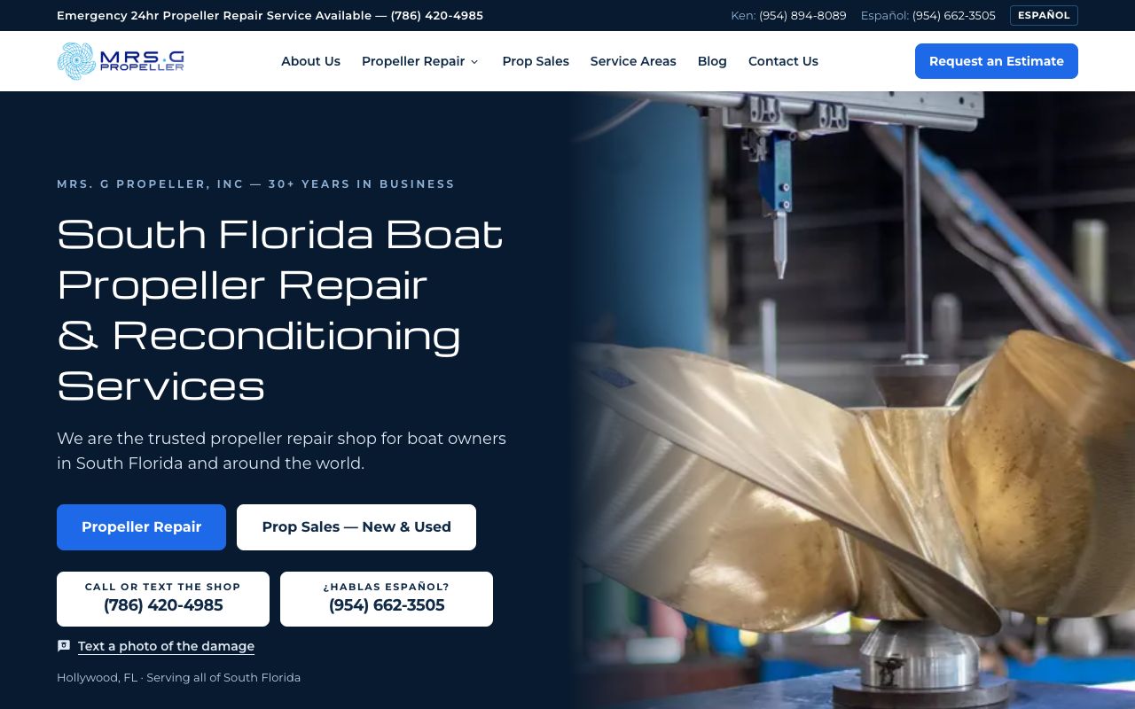 Mrs. G Propeller website, built by SoloFresh