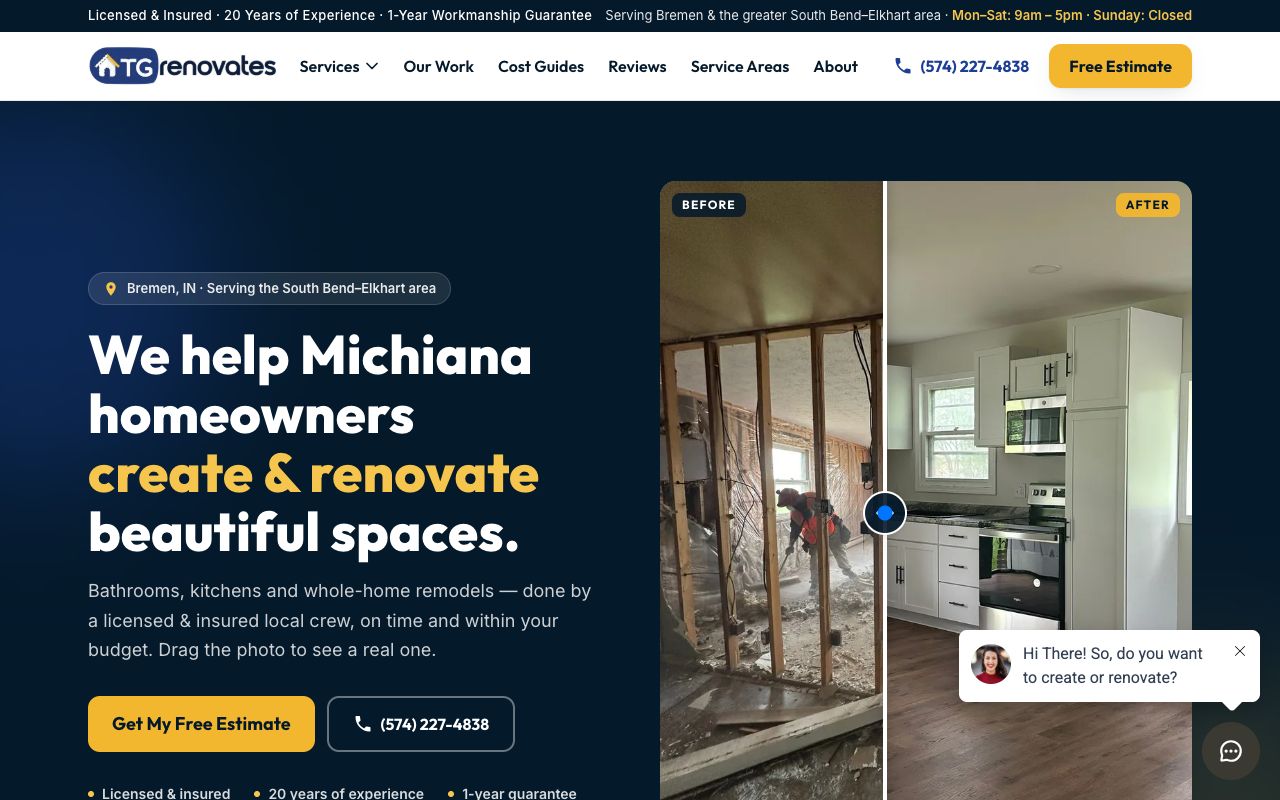 TG Renovates website, built by SoloFresh